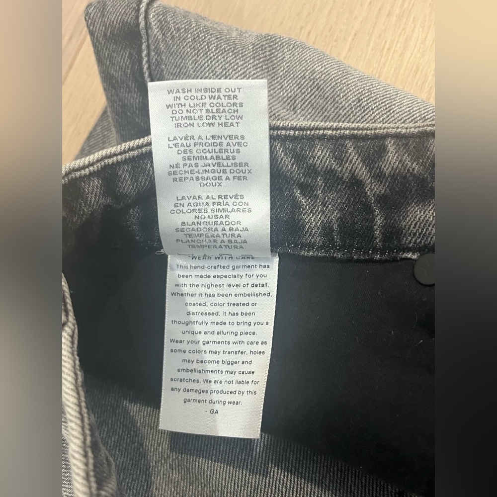 GOOD AMERICAN Good Boy Side Slit Straight Jeans Black Gray Wash size 8/29 - Picture 10 of 11